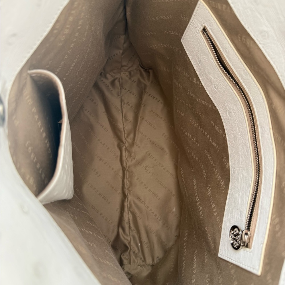 PERRIN vintage ostrich leather white tote - Picture 3 of 15